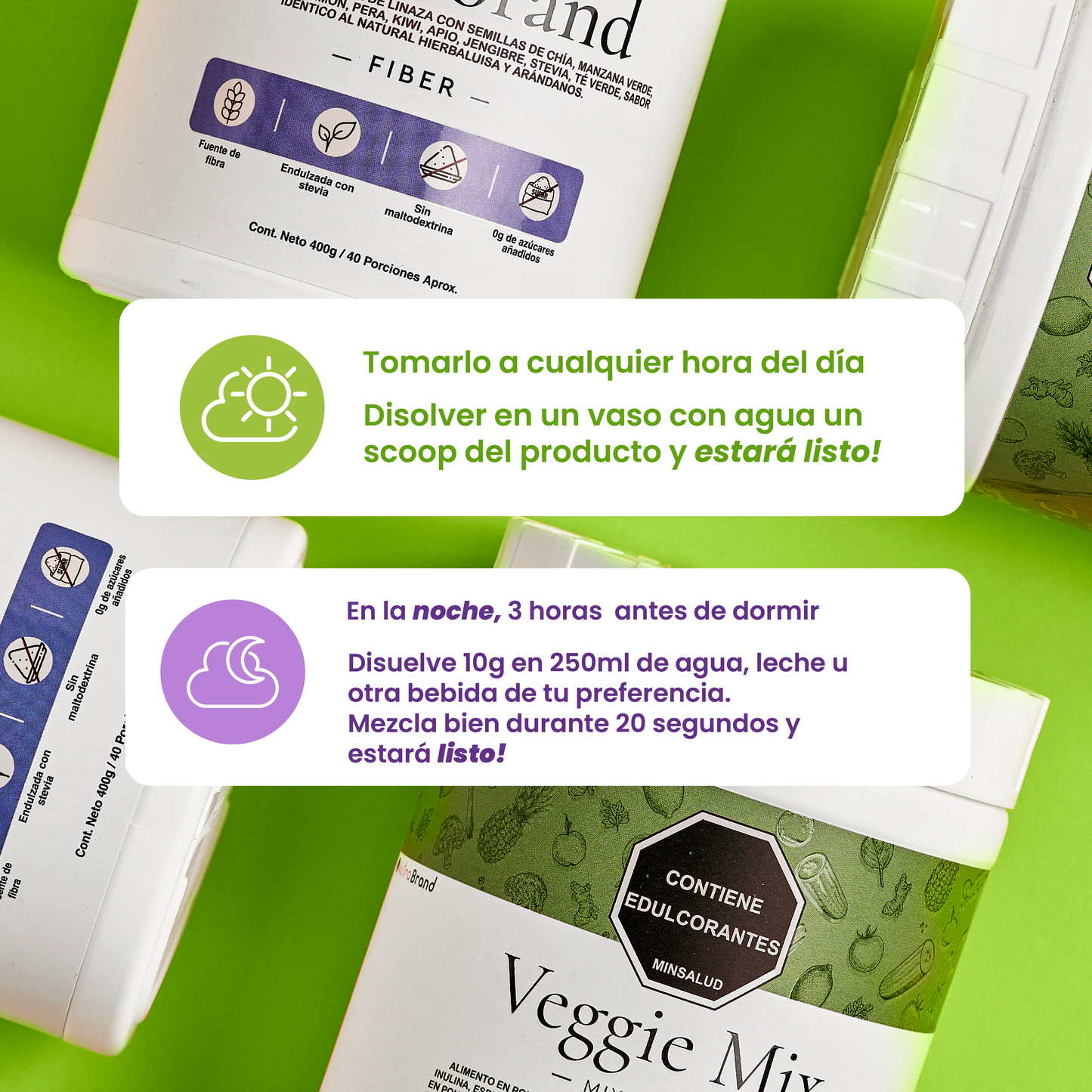 SLIM Pack – Alimentos funcionales en polvo (Fibra + Batido Verde+ Drenador Gratis)