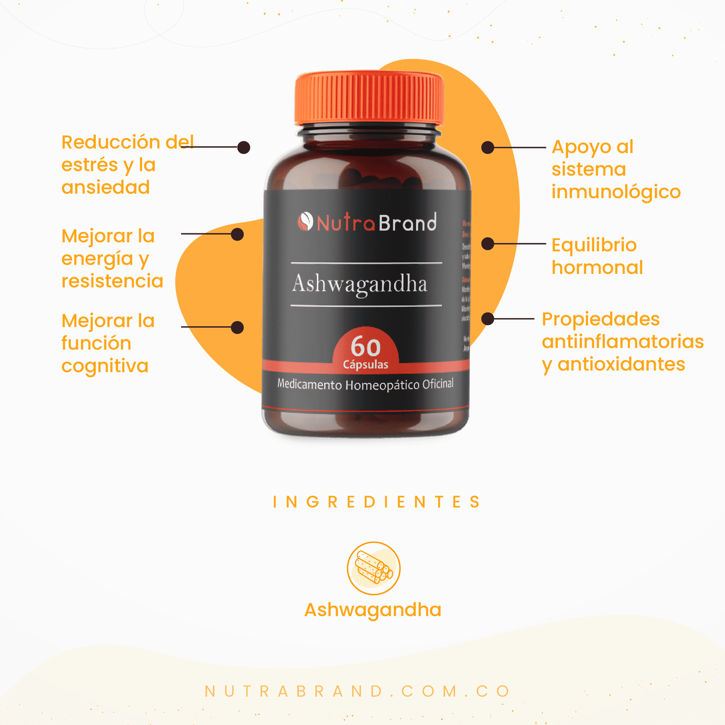 Beneficios del extracto natural de raíz de ashwagandha en cápsulas de NutraBrand