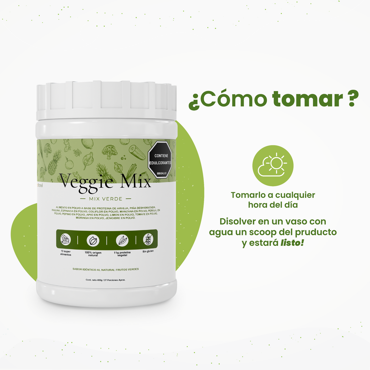 Preparación del batido de frutos verdes de NutraBrand
