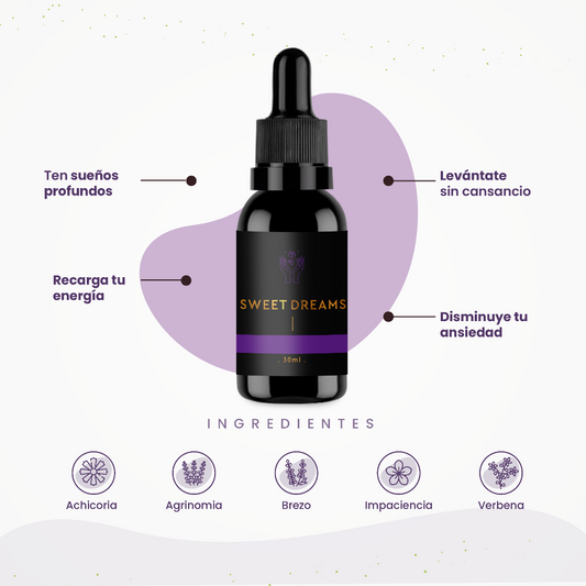 Ingredientes Sweet Dreams de NutraBrand: Achocoria, agrinomia, brezo, impaciencia, verbena