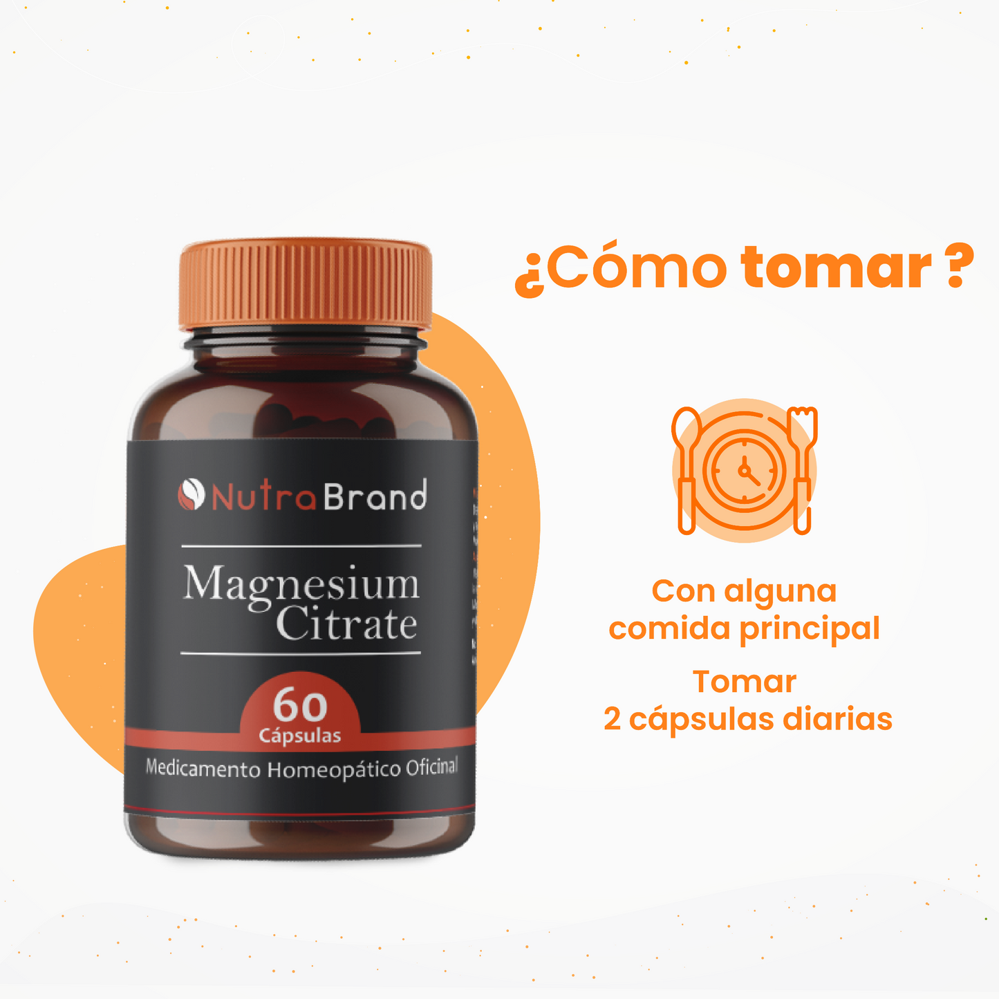 Modo de consumo: tomar dos cápsulas de citrato de magnesio con agua