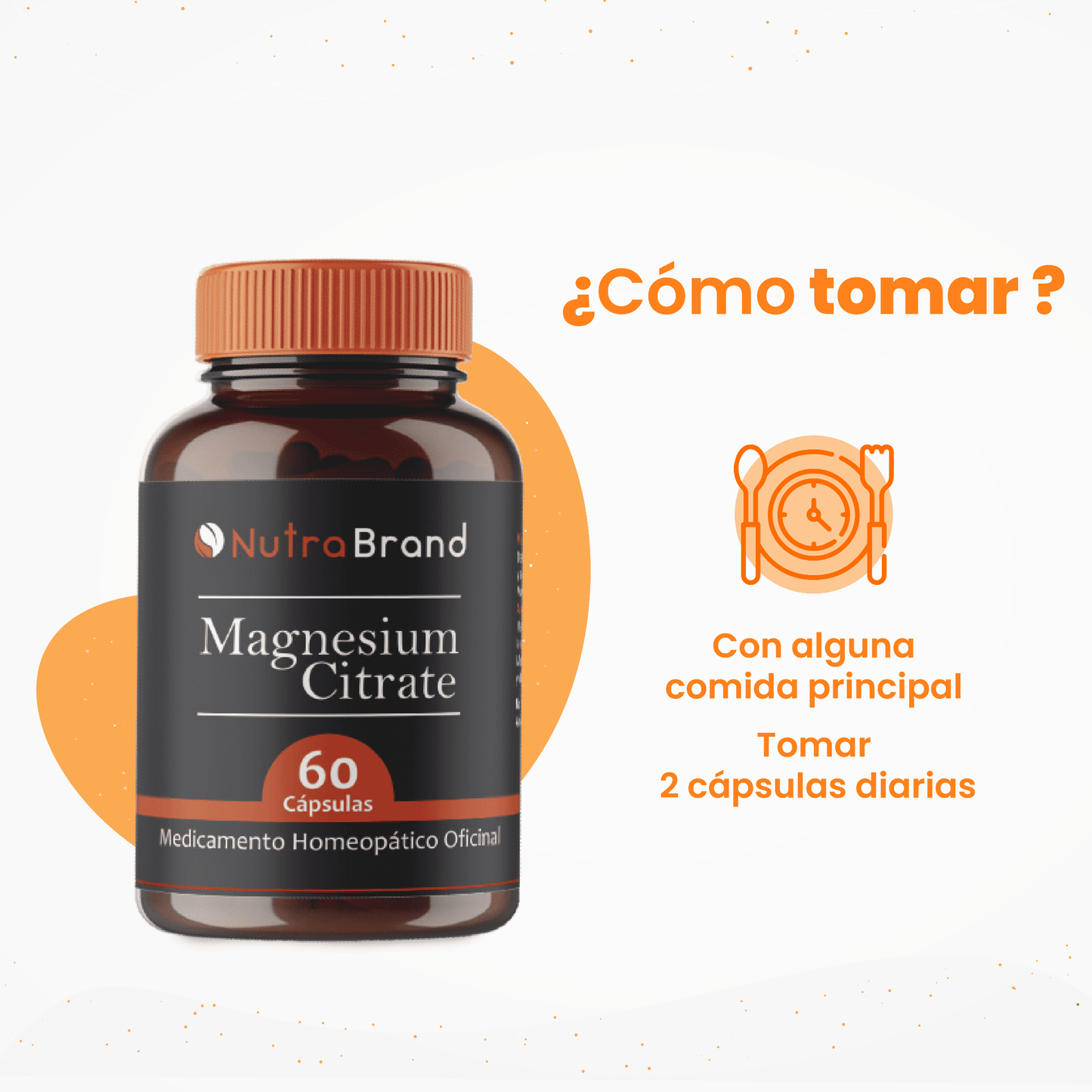 Modo de consumo: tomar dos cápsula de citrato de magnesio al día