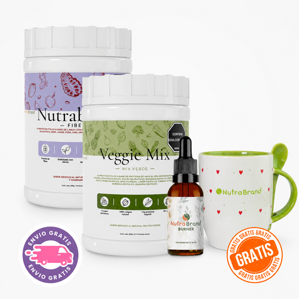 Combo Slim (Jugo verde + Fibra + Drenador + MUG)