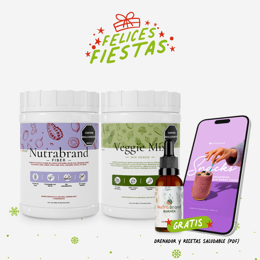 SLIM Pack – Alimentos funcionales en polvo (Fibra + Batido Verde+ Drenador Gratis)