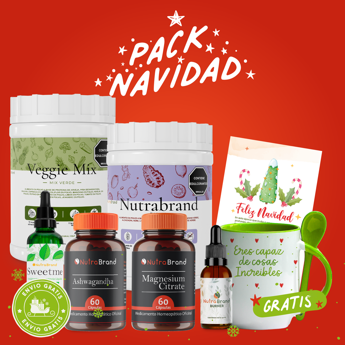 Pack Navidad  (Fibra + Batido Verde+ Ashwagandha + Magnesio +Drenador)