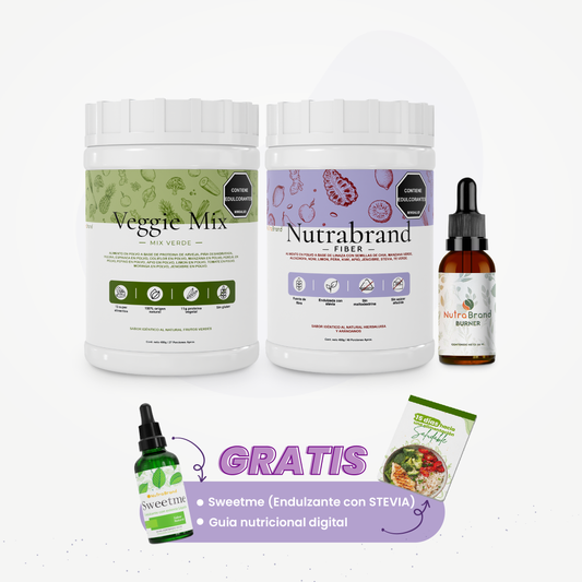 Slim Pack Plus NutraBrand: batido, fibra, drainer. Sweetme y Guia nutricional gratis