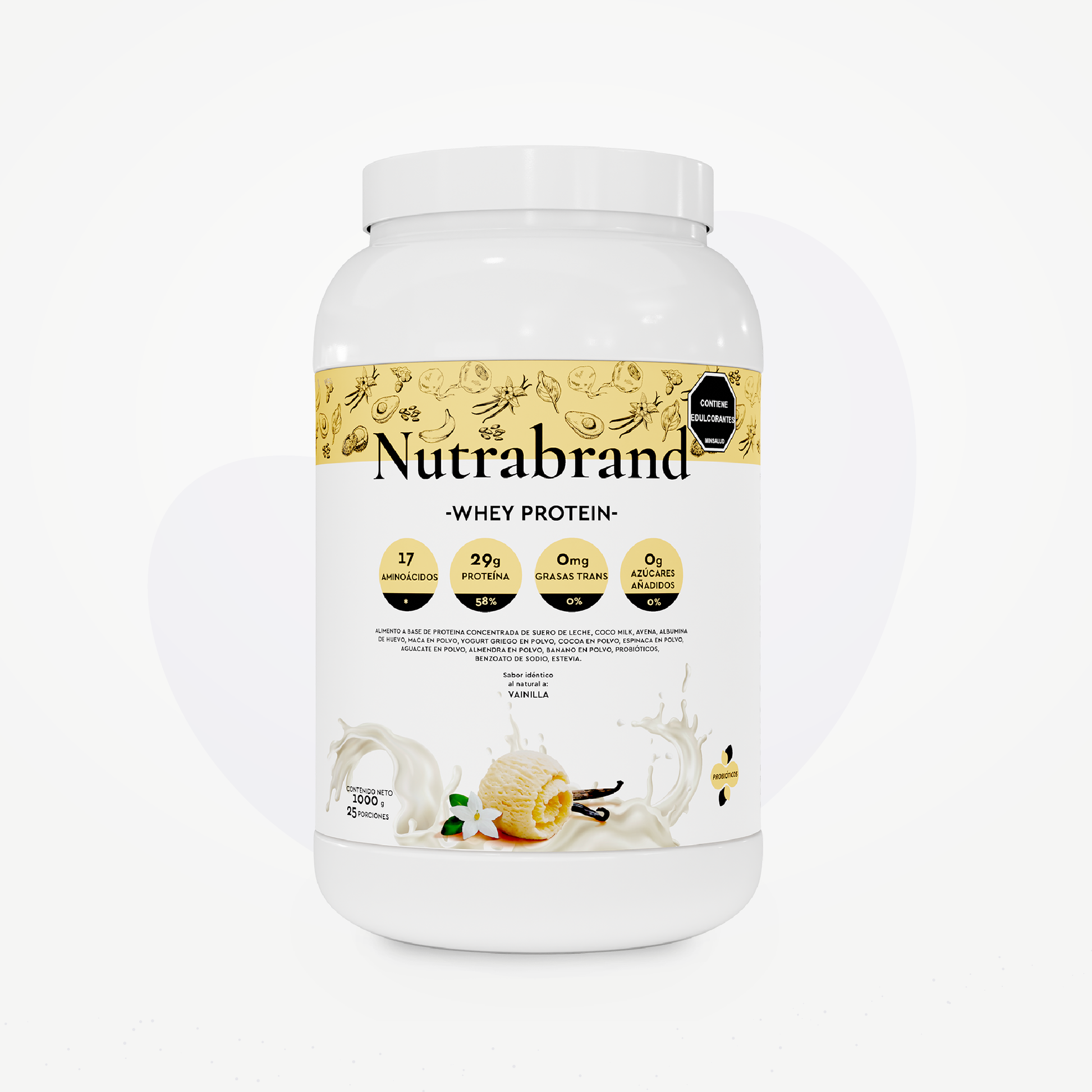 Whey Protein de NutraBrand en envase de 1000 g